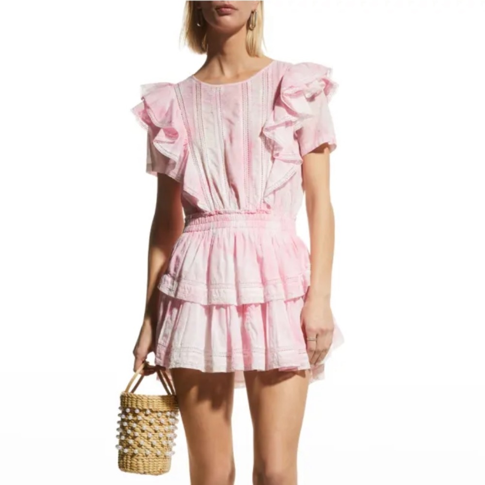 NWT LoveShackFancy Natasha Dotted Ruffle Mini Dress Size M